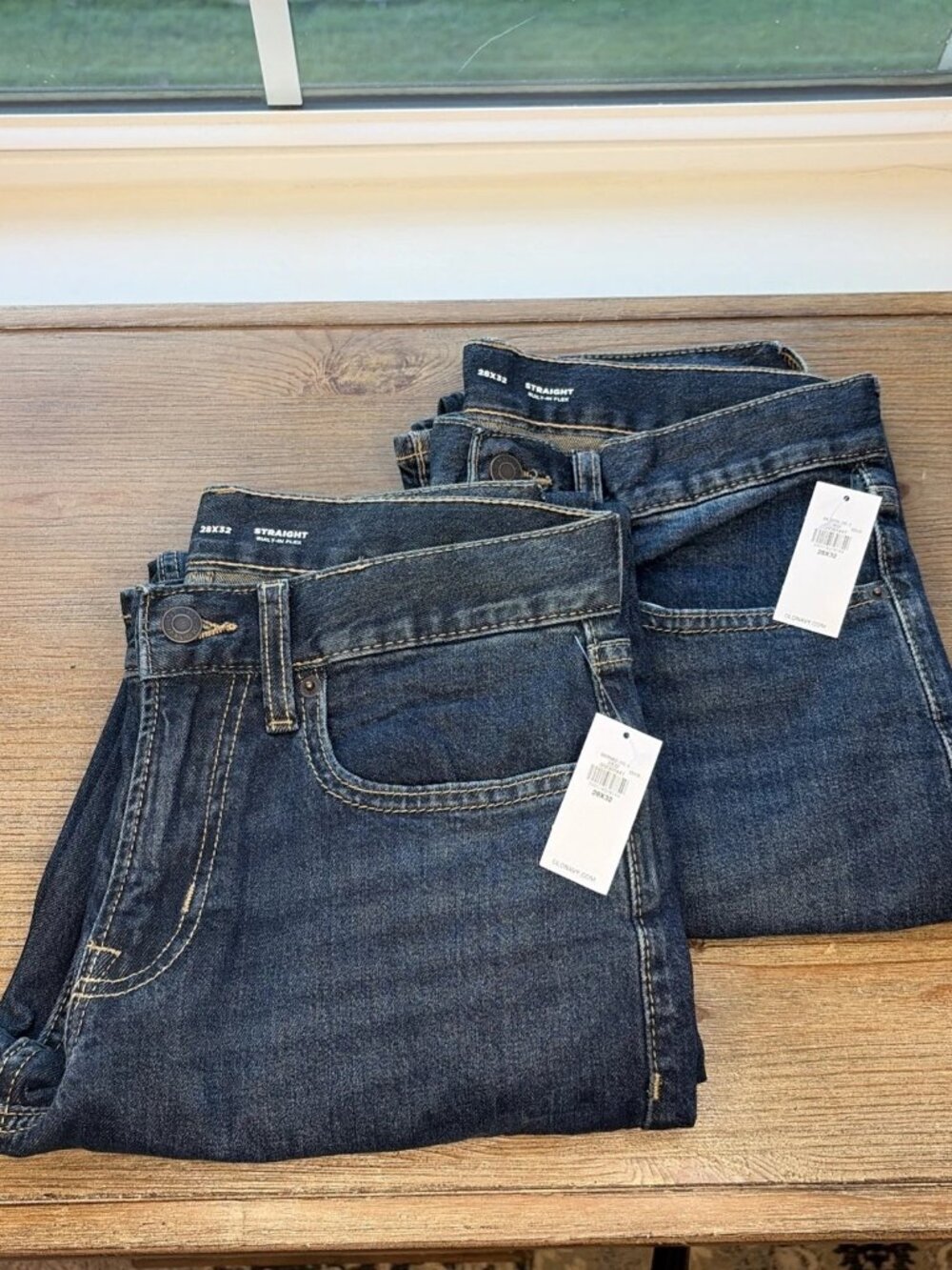 Lot of 2 NWT Old Navy Jeans Men's 28x32 Straight Built-In Flex Dark Wash